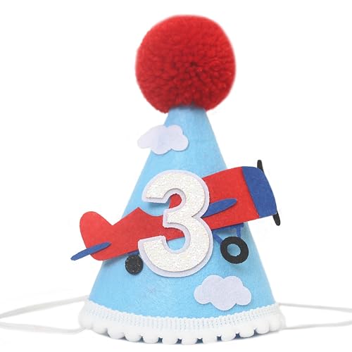 Airplane 3th Birthday Party Hat - Aviation-Themed Party Supplies?Vintage Airplane Baby Shower Hats?Third Birthday Airplane-Themed Party Decorations?Baby Birthday Photo Props
