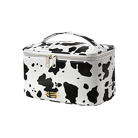 Puzzlos Milk Pattern Toiletry Bags Makeup Travel Bag Waterproof Portable PU Toiletry Bag with Zipper Makeup Bag Small for Women Girls Toiletries Cosmetics Stationery (L) Cover