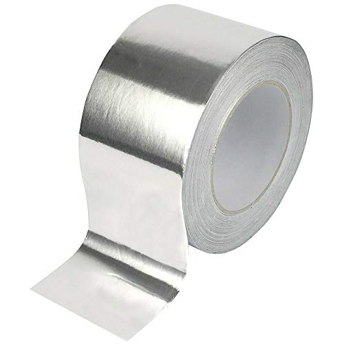 KafTon Aluminium Foil Self Adhesive Tape 75mm x 50m Multiple Use Duct, Insulation Tape for Insulating Pipe Repair Sealing Heat Resistant Hot Cold Air Heavy Tape Silver