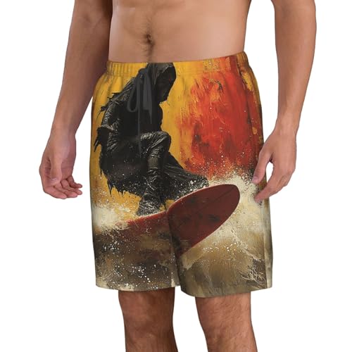 Men's Beach Shorts Board Casual Quick Dry Swim Trunks Holiday - Grim Reaper Surf Retro2