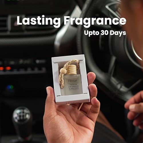 Image of Lemon Tree Car Perfume Hanging Pod 10ml | Natural Essential Premium Fragrance Oils in Glass Bottle with Wooden Diffuser Lid | Long Lasting Car Air Freshener Scent