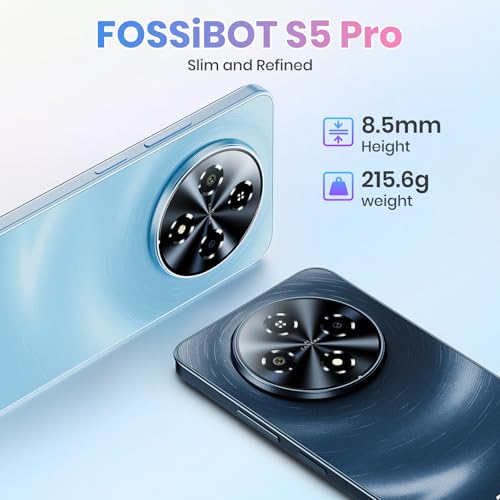 Image of FOSSIBOT S5 Pro Android 15 Cellphone, 32GB+256GB /2TB Smartphone, 6.88 inch HD 6000mAh Battery Phone,50MP+8MP Phones,Gemini Al Cell Phone 2026 Black