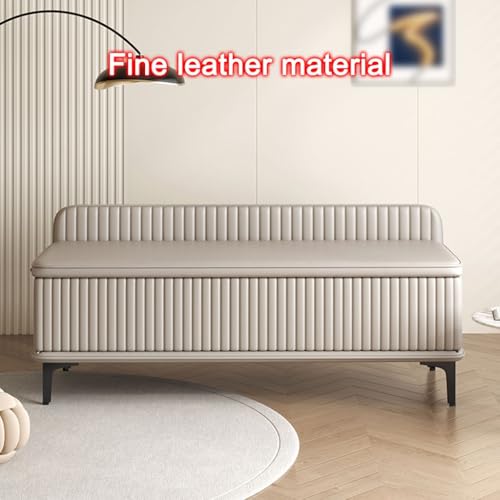 Long repose-pieds gris coffre pour optimiser le rangement de votre chambre - 5