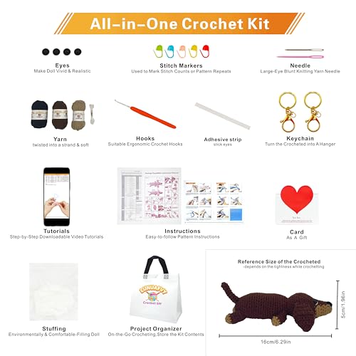Kit de crochê para iniciantes e adultos, fios amigurumi fáceis de iniciar, aprender a tricotar anima