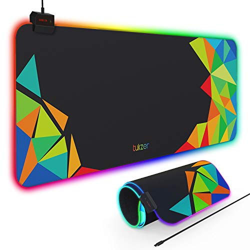 Image of Tukzer RGB RETRO Extended Gaming Mouse Pad, High-Speed Mouse Tracking & Control | with LED Glowing Backlight 13 Lighting Modes| Desk Mat for Computer Laptop Keyboard (795mm x 298mm x 3.45mm, Abstract)