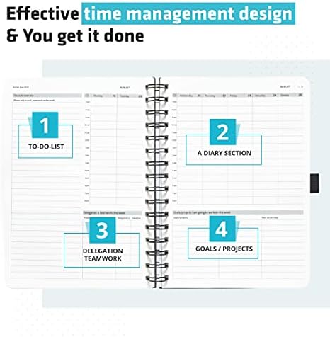 Action Day Yearly Planner 2023 - Dated Weekly Productivity Diary Calendar - Get More Work Done Faster - Hardcover, Bookmarks,Pen Loop,Pocket - 6"x8"