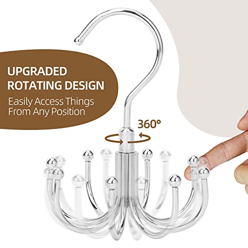 ZEDODIER Belt Hanger, Rotatable Belt Rack Closet Accessories Organizer, Maximum 24 Storage Capacity, Hanging Holder Storage Hook for Belt, Bra, Tank Top, Tie, Scarf, Purse, Silver - Image 3