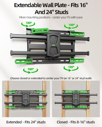 Image of USX MOUNT UL Listed TV Wall Mount for 42 inch-84 inch TVs up to 110lbs and 8 inch-24 inch Wood Studs, TV Mount with Tilt, Swivel & Extension, Wall Mounts Bracket with Dual Articulating Arms, Max VESA 600x400mm