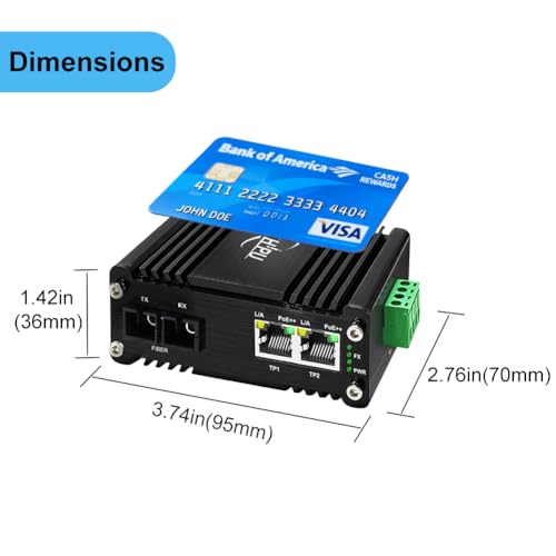 Image of Industrial 2 Ports PoE SC Gigabit Fiber Media Converter, 48-57V DC Input PoE90W, 1 SC and 2 RJ45 IEEE802.3af /at, SC Fiber Single Mode, Dual Fiber, 1310nm, 20km