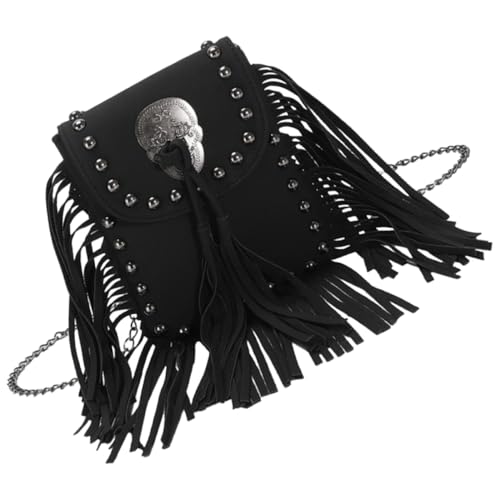 Sac bandoulière femme cuir PU de finition supérieure avec détails cloutés et franges chic