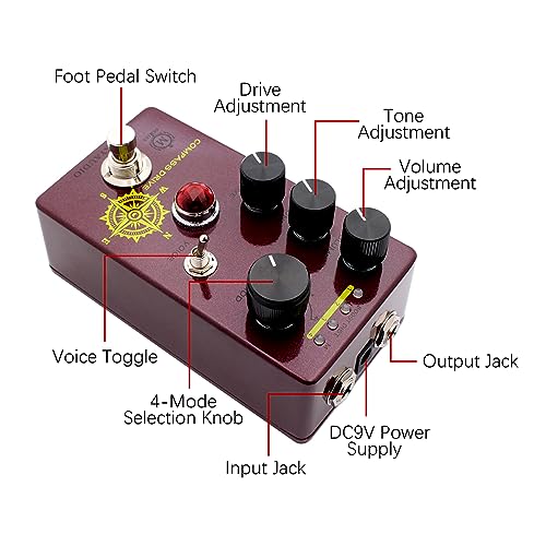 Jemora Overdrive Pédale d’effet Guitare 4 Commutateur de Mode et Commandes de Volume/Tone/Drive Processeur d’Effet Compact Portable Digital Overdrive Guitar Effect Processor pour Guitare - Les Beatles, Paul McCartney, John Lennon, RIngo Starr, George Harrison Jemora Overdrive Pédale d'effet Guitare 4 Commutateur de Mode et Commandes de Volume/Tone/Drive Processeur d'Effet Compact Portable Digital Overdrive Guitar Effect Processor pour Guitare – Image 5
