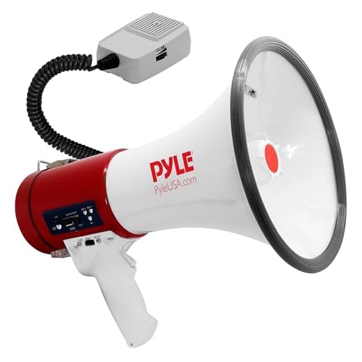 Pyle Megaphone 50-Watt Siren Bullhorn - Bullhorn Speaker w/ Detachable Microphone, Portable Lightweight Strap & Rechargeable Battery - Professional Outdoor Voice for Police & Cheerleading - PMP57LIA