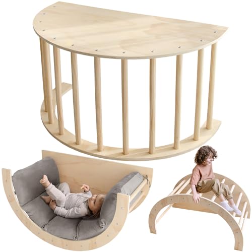 Image of Avrsol Arch Climber with Cushion, Montessori Sensory Table for Kids, Arch Climber for Kids, Wooden Climbing Gym, Rocker Arch Climbing Toy Indoor