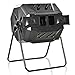 Outsunny Compostador de Tambor Giratorio con Capacidad 160 litros de Doble Cámara y Ventilación Marco de Acero para Residuos Orgánicos de Jardín 71x64x92 cm Negro