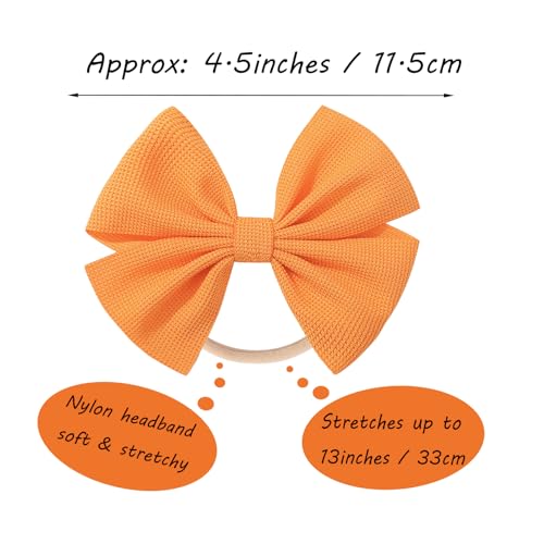 Thanksgiving Baby Girls Bows Elastic Nylon Headbands Bows for Baby Girls Toddler Hair Bows Fall Theme Party Hair Accessories Newborn Bows for Infant Toddlers Kids4