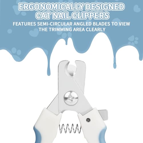 Image of Cat & Dog Nail Clippers with Safety Guard 2Pcs, Professional Pet Nail Clippers for Cats, Kitten Nail Clipper, Cat Claw Clippers,Sharp and Safe,Cat Claw Trimmer Includes Nail File Blue