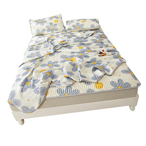 Colchoneta de látex para dormir, suave, transpirable, agradable a la piel, con 2 fundas de almohada para verano (tipo 1, 150 x 200 cm)