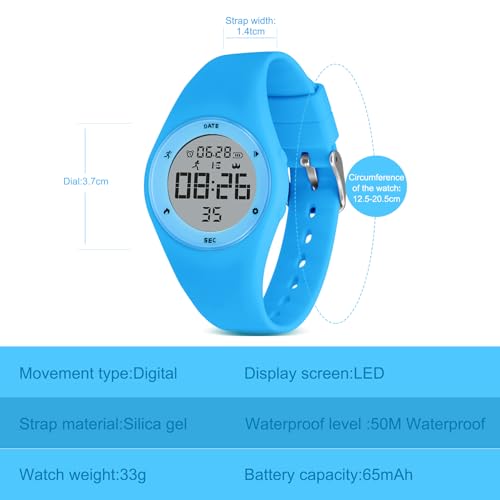 Image of Kids Watches for Girls Boys Digital Sport Watch with Step Counter Pedometer Vibration Alarm Clock, No App Waterproof Fitness Tracker Kids Watch Boys Girls Teens Students Ages 5-16