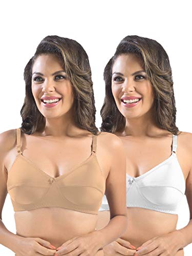 Image of SONARI Womens Cotton Everyday Bra | Non Padded, Wire Free, Comfortable Bra with Seamed Cups | Medium Coverage, Hook and Eye Closure for Everyday Wear | Adjustable Strap for a Customized Fit - Loreal
