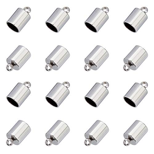 Unicraftale 50Pcs Column End Caps Stainless Steel Cord Ends 5Mm Inner Diameter Smooth End Caps Terminators Cord Finding For Jewelry Making Kit, Stainless Steel Color #TOP3