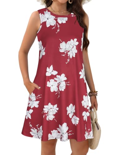 Image of JOLIGAL Womens Summer Dresses Casual Sleeveless Tshirt Sundress Beach Cover Up with Pockets Loose Tank Dress 2026