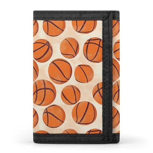 Basketball Pattern Custom Trifold Wallet Front Pocket Credit Card Holder with Coin Purse for Men Women Travel Gifts