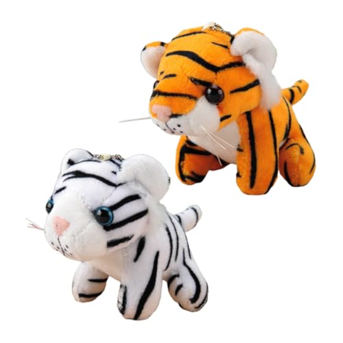 CIYODO 2 Piezas Llavero de Peluche Realista Colgante Suave para Bolso y Llaves Diseño Adorable Blanco y Amarillo Muñecos de Felpa Decorativos para