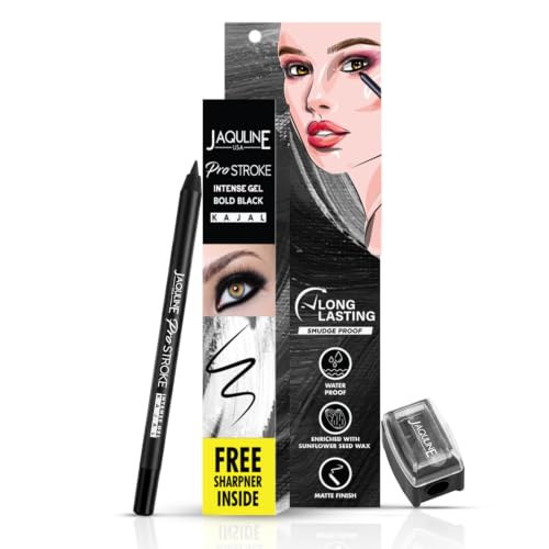 Image of JAQULINE USA ProStroke Intense Gel Kajal | Highly Pigmented | Waterproof | Smudgeproof | Matte Finish | Long Lasting | Quick Drying | Precise Application - Black,1.2g