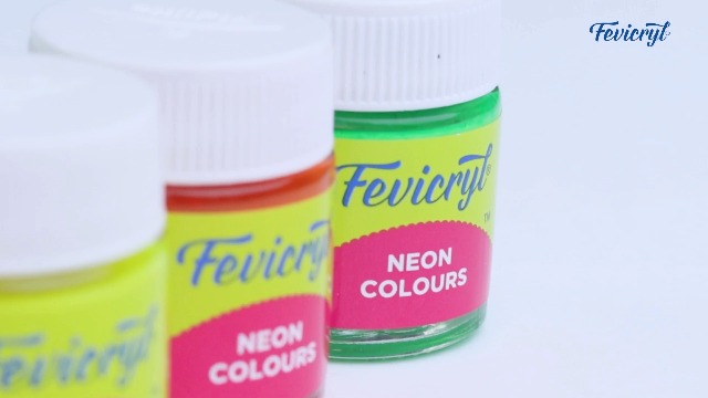 Fevicryl Neon Acrylic Colour Kit, 4 Shades, 15ml each | Vibrant And Colourful | DIY And Multi Surface Paints | Ideal For Beginners And Artists