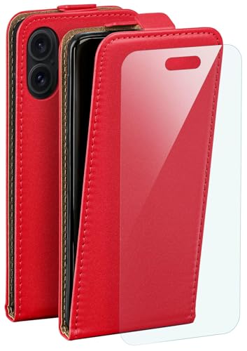 Étui iPhone 16 moex la solution anti-rayures avec film écran et housse cuir synthétique rouge