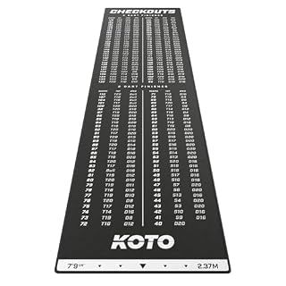 KOTO - Dartteppich Mit Abwurflinie Checkout Schwarz, 237x60cm Dartmatte, Mit Score-Indikation