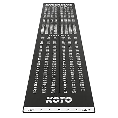 KOTO - Alfombra de Dardos Negra Checkout 237 x 60 cm, Protección para Suelo y Dardos, Incluye Indicador de Puntuación y Oche | Ya disponible en tu tienda friki favorita! En mundofriki.es! KOTO - Alfombra de Dardos Negra Checkout 237 x 60 cm, Protección para Suelo y Dardos, Incluye Indicador de Puntuación y Oche | Ya disponible en tu tienda friki favorita! En mundofriki.es!