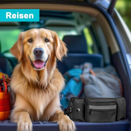 Polegas Leckerlitasche für Hunde,Futterbeutel Hundetraining,Verstellbarem Bund, Bauchtasche für Hund Zubehör mit Kotbeutelspender,Flaschenhalter, Reflektor,für Gassi, Training und Outdoor