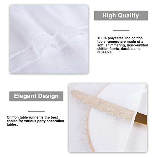 Sajoo 10 Pieces White Chiffon Silk Table Runner 30X120 Inches Sheer Fabric Elegant Chiffon Table Runners For Boho Romantic Wedding Decorations Baby Bridal Shower Party Outerdoor Decor #TOP3