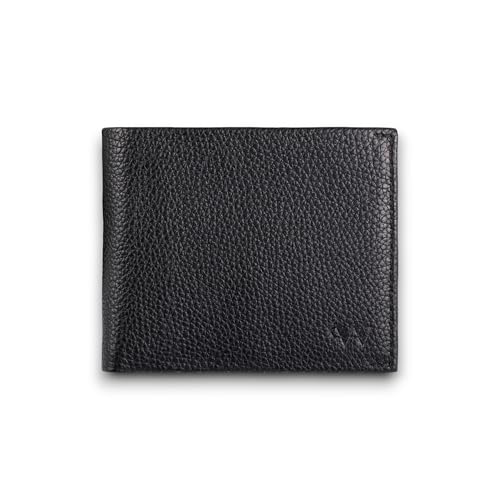 Image of Wildebeast Full-Grain Black European Leather Wallet for Men - RFID Blocking Slim Bifold with ID Window, Card Slots & Coin Pocket, Eco-Tanned Leather, Stylish Gents Purse, Gift for Men - The Frontier