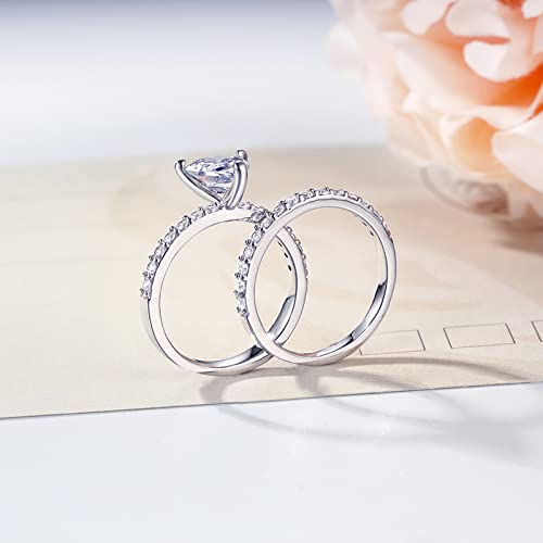 2 CT Teardrop Pear Cut Engagement Rings for Women Fake Wedding Ring Band Promise Rings for Her, Cubic Zicornia Ring 2 PCS, Size 4-113