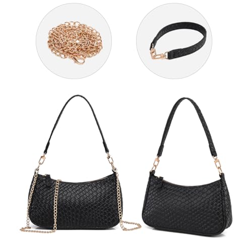 Image of Shoulder Bag for Women with 2 Removable Straps and Zipper Closure Crossbody Bags Clutch Tote HandBags Purses | with 2 Removable Straps