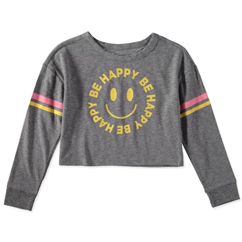 Girls 7-16 Long Sleeve Crop Top Cropped Graphic T-Shirt