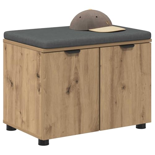 vidaXL Flurbank mit Kissen mit Speicher Artisan-Eiche 60 x 38 x 46 cm, Elegante Flurbank, rechteckige Sitzgelegenheit für den Eingangsbereich, praktische Möbel mit gepolsterter Sitzfläche