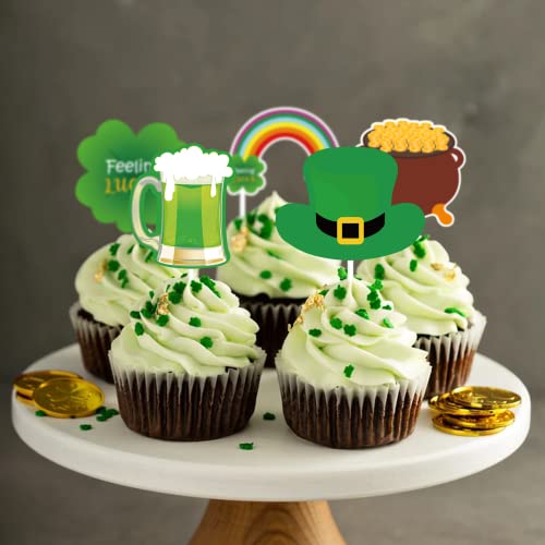 Mz.ogm St Patricks Day Cupcake Toppers,Shamrock Cupcake Toppers Leaf Cupcake Topper,St Patricks Cupcake Toppers For St Patricks Day Cupcake Decorations St Patrick's Day Party Decorations #TOP2