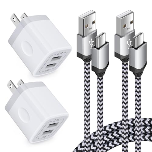 Cargador USB tipo C para Samsung Galaxy S25/S24/S23 FE/S22 Ultra/S21 FE/Ultra/S20 Note 20, Google Pixel 9 Pro XL Fold/8a/8pro/7a/7pro/6a/6pro/5/4a, caja de bloque de carga rápida de 2.1A con cable USB