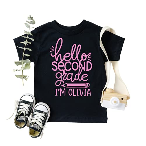 Hello Pre-K Back to School Outfits for Girls, Personalized Kindergarten Shirts for Toddler Girl, Cute First day of School Outfit, Second, Third, Fourth, Fifth Grade Clothes for Kids. PCL SHIRT ONLY4