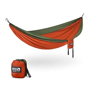 ENO SingleNest Hammock – Lightweight, 1 Person Portable Hammock – for Camping, Hiking, Backpacking, Travel, a Festival, or The Beach – Orange/Olive