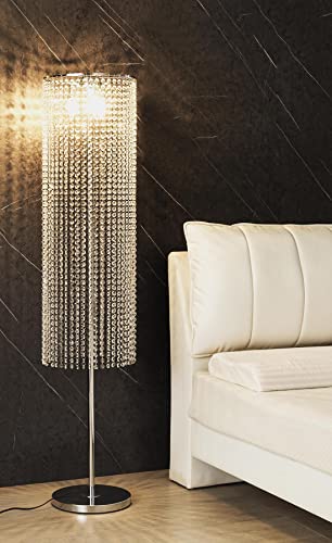 Surpars House Raindrop Crystal Floor Lamp On/Off Switch In Line,Silver #TOP1