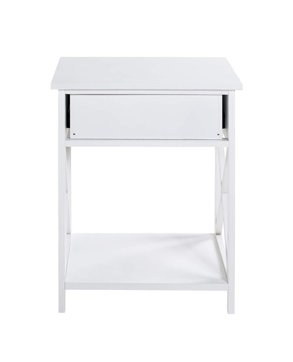 HAKU Mesa auxiliar blanco, blanco, MDF - Dim.: AN 46 cm x AL 60 cm x P 35 cm, Estilo: Escandinavo