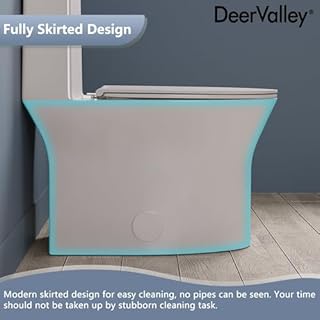 DeerValley Compact One-Piece Toilet for Small Bathrooms, Dual Flush 0.8/1.28 GPF, 900g MAP, Round Bowl, Soft-Close Seat, 12" Rough-In, Space-Saving Design