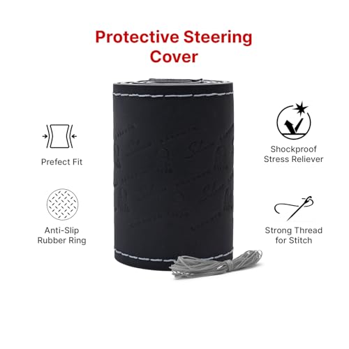 Image of Leather 25CM Universal Fit Car Steering Wheel Cover, Elastic Breathable and Odorless (Silver-4)