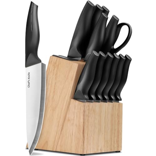 LINHAO 14-Piece German Steel Knife Block Set