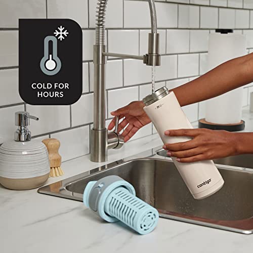 Contigo Clybourn Chill Freeflow Filtration Stainless Steel Water Bottle With Spill-Proof Lid, 24Oz Filtered Water Bottle With Carbon Fiber Filter, Lasts Up To 6 Months, Salt #TOP6