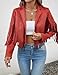 MATEAM Faux Suede Leather Jacket Women Tassel Motorcycle Fringe Cropped Coats With Lining 2025 Trendy Fall Fashion Must Haves Cowgirl Outfits Red M